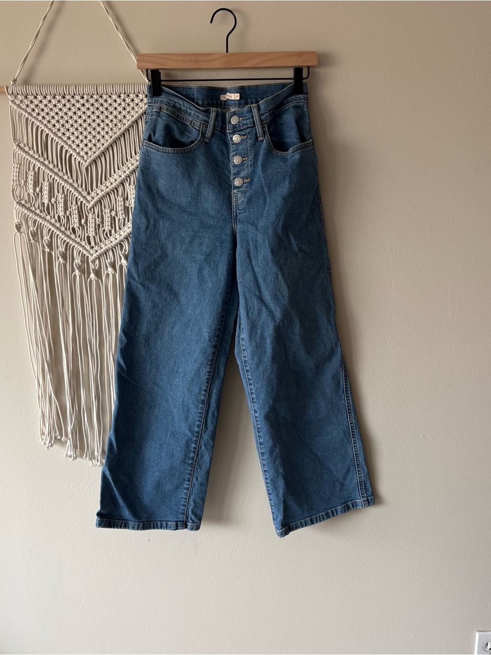 Levi's Button-Fly Wide-Leg Jeans - Blue Denim